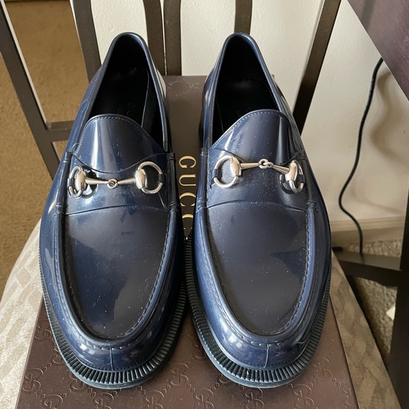 Gucci Shoes Gucci Navy Blue Rubber Loafers Poshmark